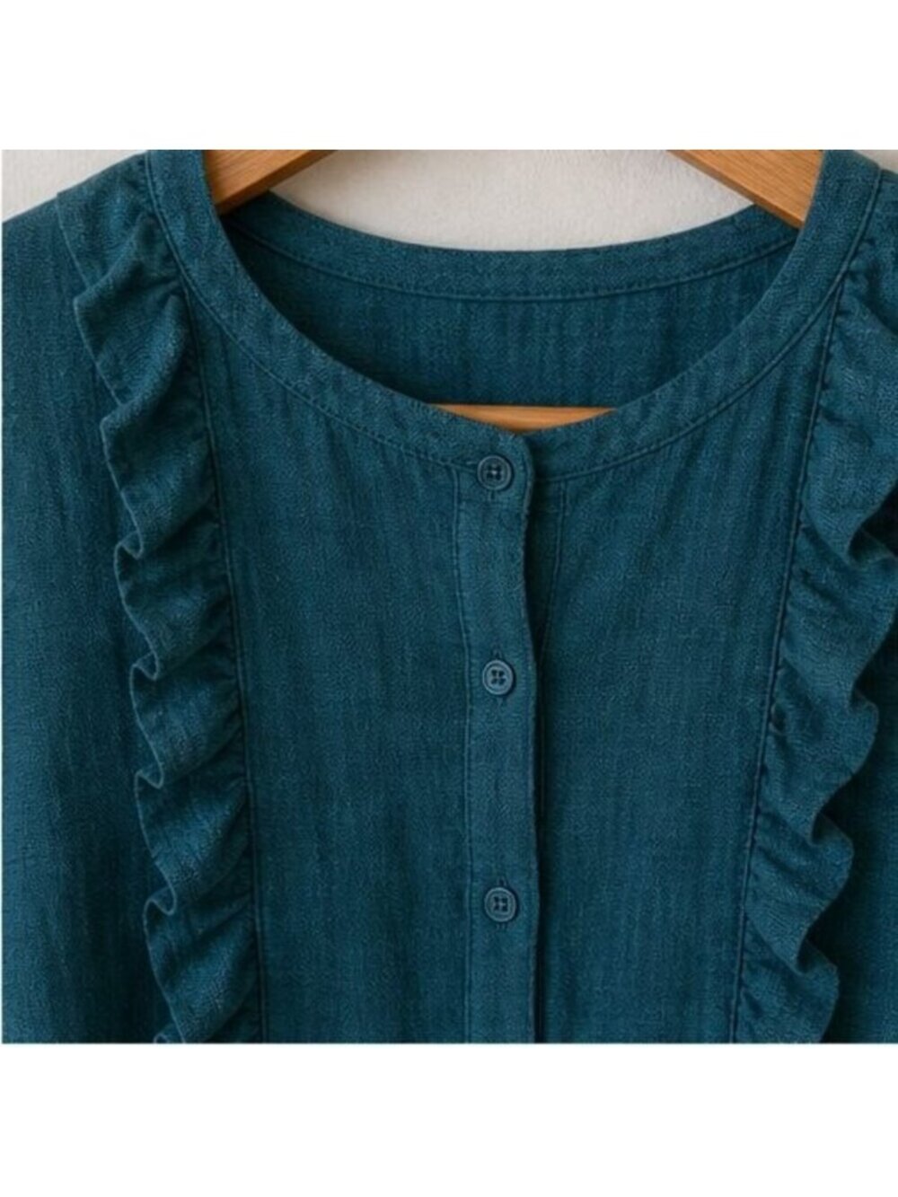 Teal Ruffle Blouse - Picture 4 of 6